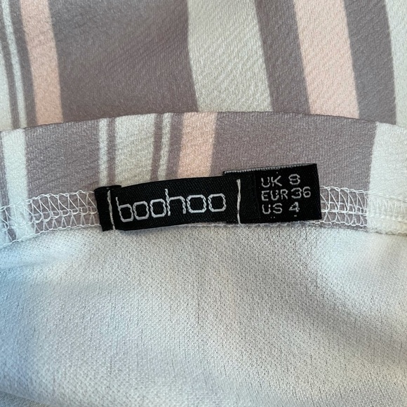 Boohoo Tan & White Striped High Rise Bodycon Fitted Midi Skirt 4 Women’s - Picture 7 of 9